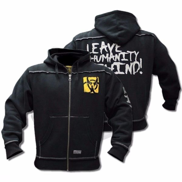 

lead mutant winter fitness men gyms hoodies sweatshirt bodybuilding hoody zipper casual sweatshirt men's slim fit hooded jacket, Black