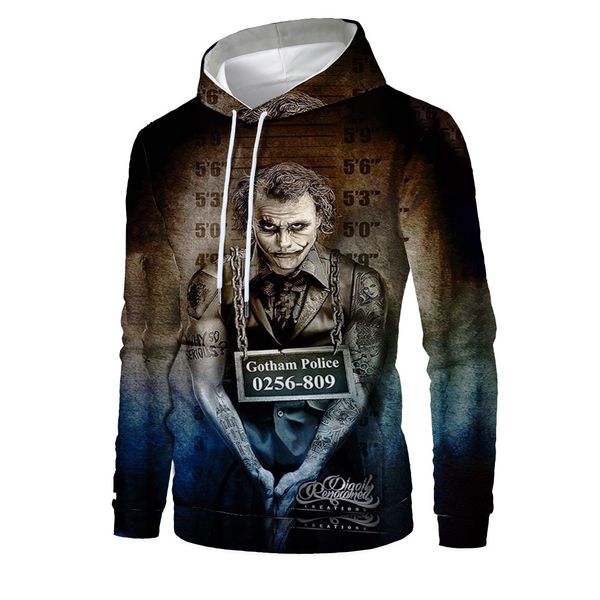 

mens designer hoodie 3d digital printing clown street fashion loose hat sweater, Black