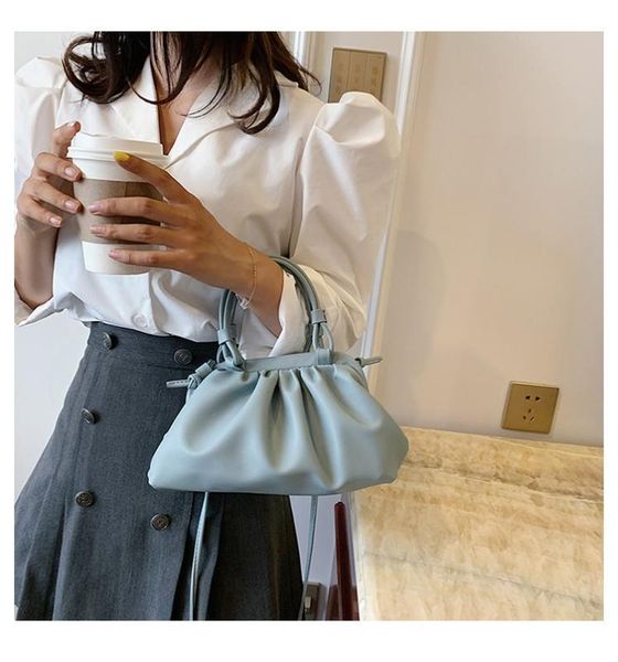 

2020 new women's shoulder bag fashion solid color shoulder bag fold korean casual handbag mobile phone