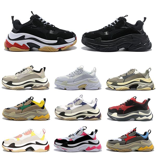 

new triple s men women old dad casual shoes black white cream yellow platform chaussures mens trainers sports sneaker size 5.5-12
