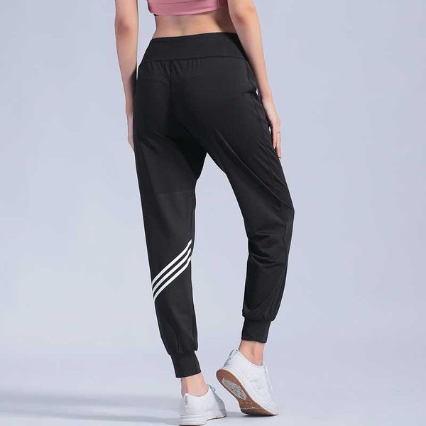 

black sweatpants women hiphop dance pants loose leisure trousers for ladies striped elastic yoga female sports running pants, Black;blue