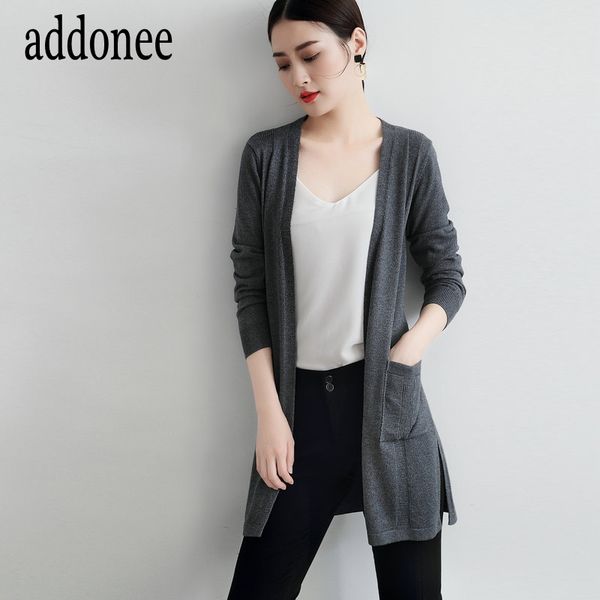 

new style spring autumn winter cashmere wool women sweaters long cardigans coat warm soft wild solid casual v-neck, White;black