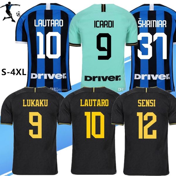 

size s-4xl inter soccer jerseys 2020 milan home 9 lukaku 19/20 away 10 lautaro #37skriniar soccer shirts third black football uniforms, Black;yellow