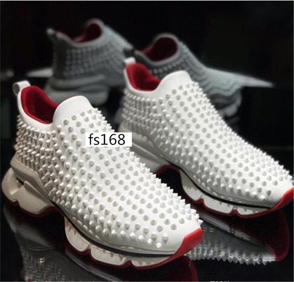 

black krystal spike sock donna flat mens red bottoms shoes womens rivet spiky sock junior spikes flat shoes size 35-46