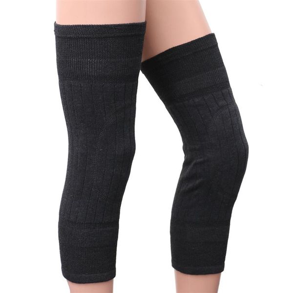 

1 pair knee protector breathable winter knee warmer thicken elastic knees sleeves, Black;gray