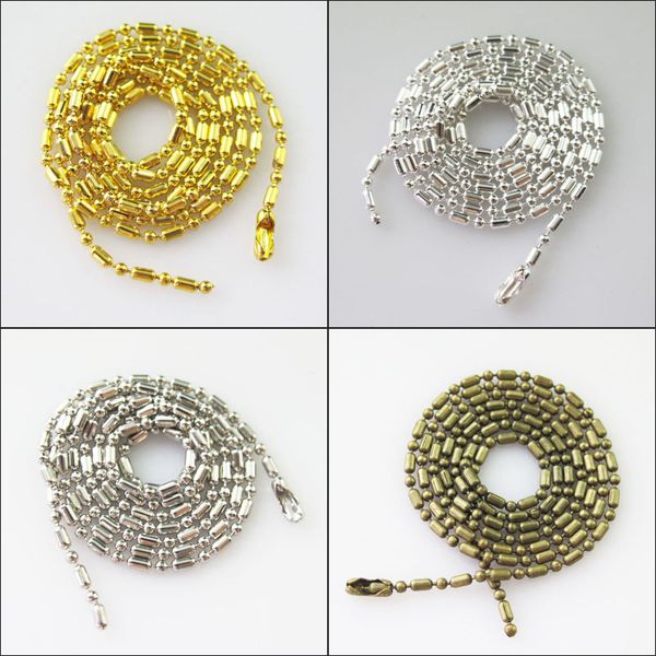 

fashion 4strands ball bamboo chain necklace 1.5mm beads w/connector 50cm, Silver