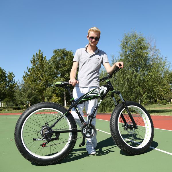 

24/26 дюйма жира велосипед 7/21/24/27 скорость mtb взрослых на открытом воздухе спортивные большие шины велосипеда алюминиевого сплава диско