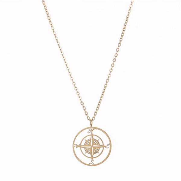 

compass pendant 316l stainless steel compass statement necklace engagement jewelry for woman classic accessories high quality, Silver
