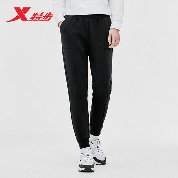 

xtep 2020 autumn casual knitted trousers for women sports elasticity fitness yoga running women sport pants 881428639069, Black;blue