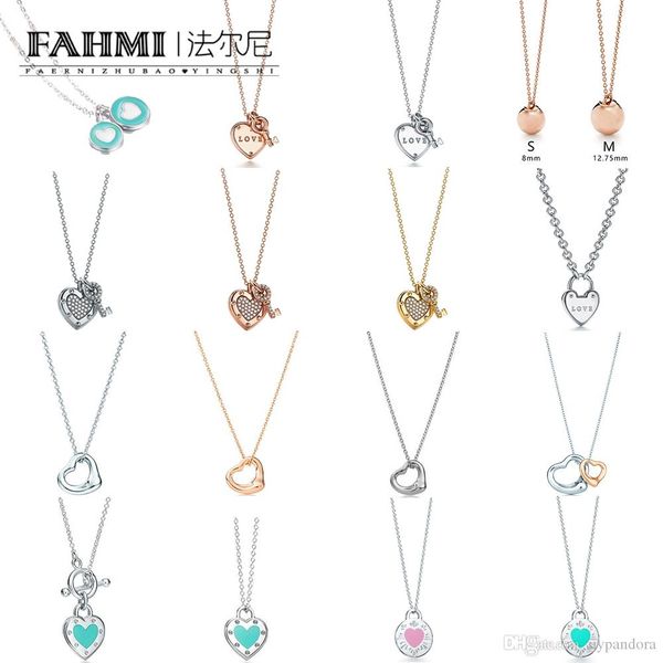 

fahmi 100% 925 sterling silver original authentic classic heart gift exquisite wedding women necklace jewelry, Golden;silver