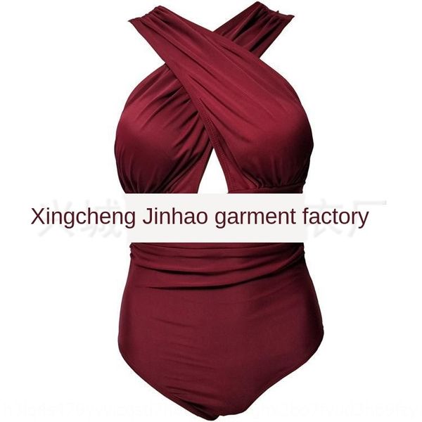 

2020 fat solid color chest cross one-piece bikini women's large size bikini swimsuit swimsuit, White;black