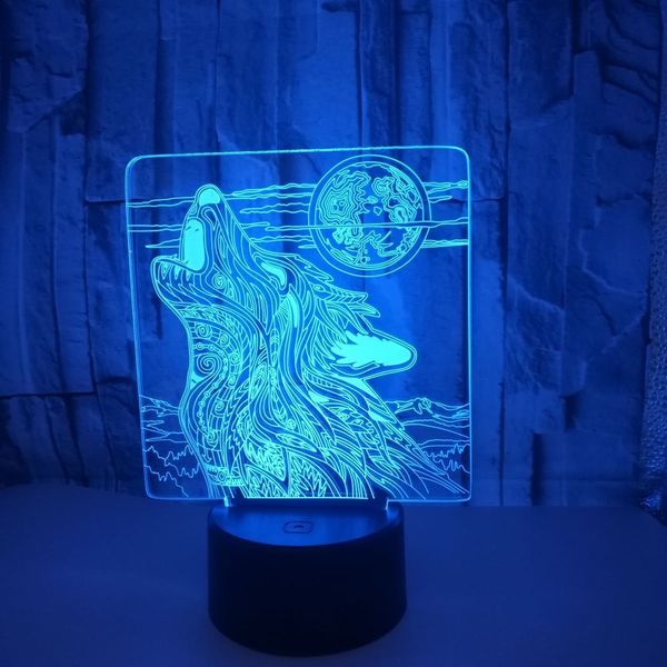 

originality wolf 3d small night-light colorful discoloration remote control touch led desk lamp decoration 3d desk lamp