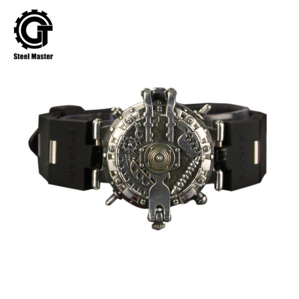 

new steampunk men mechanical wristwatches business alloy women vintage automatic watch men sport watch relogio electronic clock, Slivery;brown