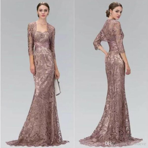 

2020 elegant mermaid mother of the bride dresses royal blue lace long sleeves beaded sweetheart with shawl mother's dress prom gowns, Black;red