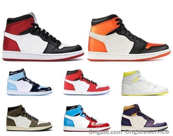 

1s mens basketball shoes high mid satin black toe gym red spiderman unc turbo green court purple banned 1 mens sports sneakers