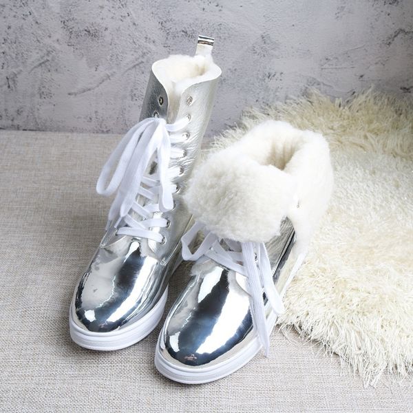 

brand fashion faux fur winter snow boots women ankle boots warm shoes flat round toe platform casual shoes woman mx200320, Black