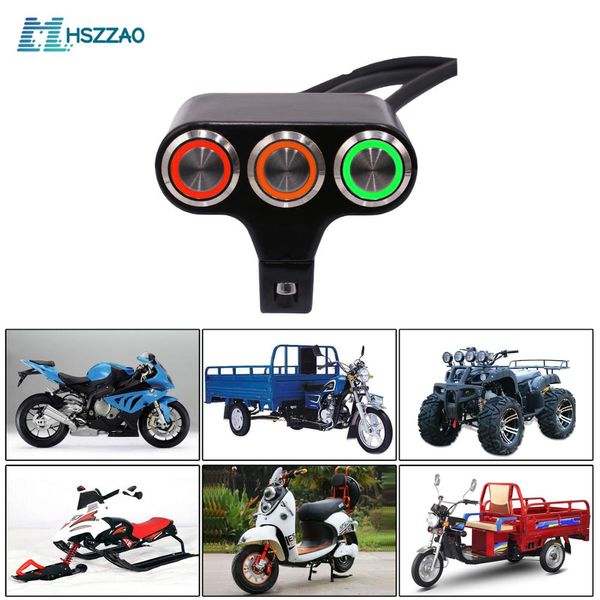 

led 15a aluminum alloy self-resetting button switch, horn / flameout / start ignition switch for motorcycle, electric car,atv