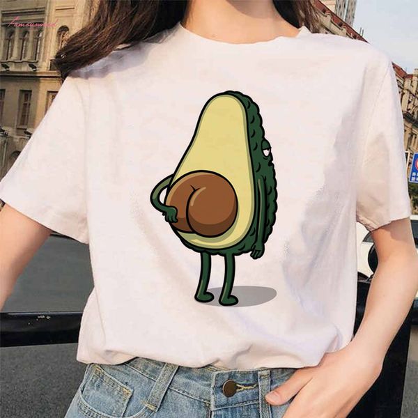 

мода авокадо тенниски женщин одежда new harajuku grunge femme tee shirt kawaii 90с graphic t shirt смешные vegan женский футболка, White