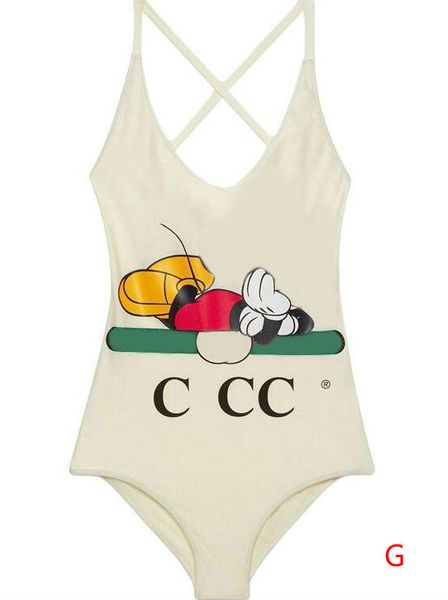 

20ss summer swimwear one-piece bikini for women swimsuit cartoon printed beach backless bathing c0py suits s-xl zwn203102, White;black