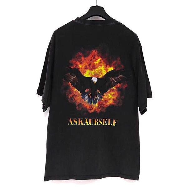 

flame eagle printed tee fashion high street short sleeves summer casual t-shirt solid color breathable men women crew neck hfhltx121 3518, White;black