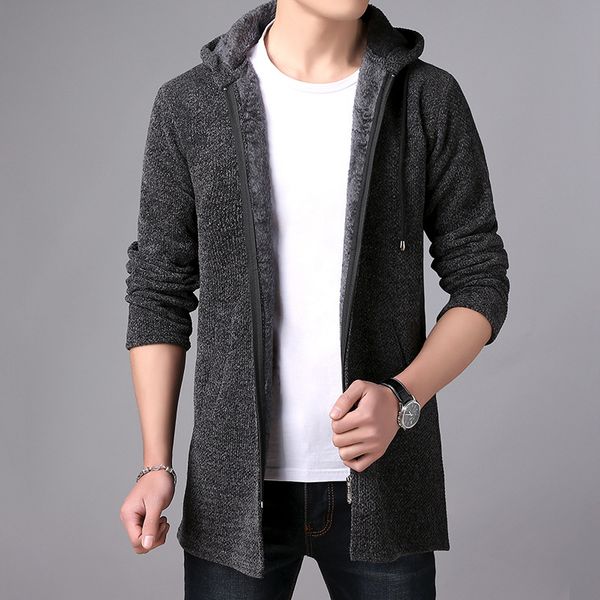 

sweaters fashion new homme autumn winter warm coats thick cardigan men male solid brand sweaters casual slim windproof, White;black