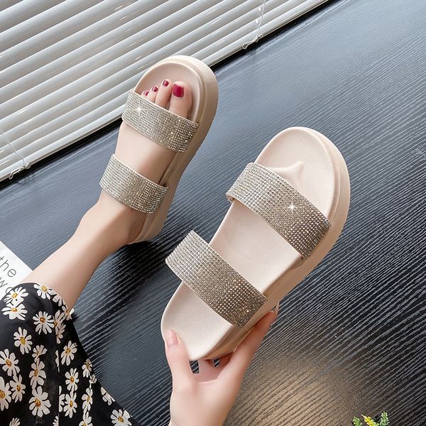 

flat shoes female ladies' slippers platform summer woman luxury slides med beach designer fashion rubber pu med house, Black