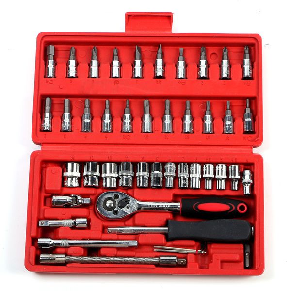 

46pcs ratchet socket wrench set 1/4'' auto repair socket spanner multifunctional hand tool set car fix tools