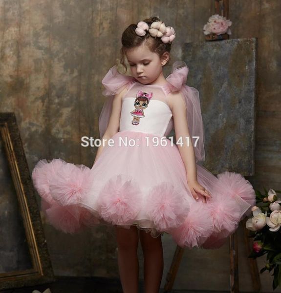 

pink lovely flower girls dresses for wedding tutu gowns little child formal first holy communion party dresses, Red;yellow