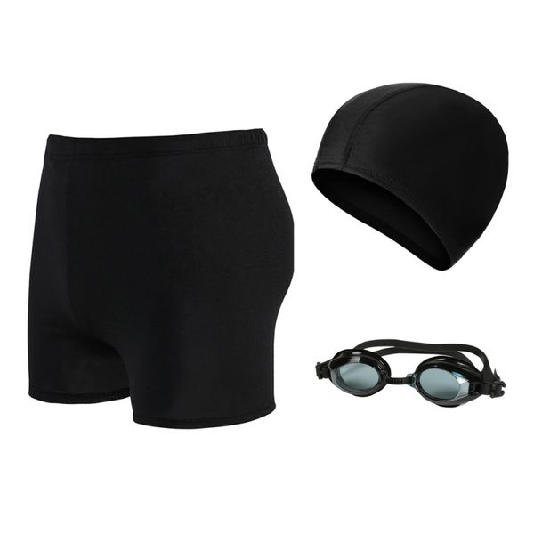 

3 pcs/set standard swim suit briefs swimming shorts swimsuit for men swim men swimwear with swimming goggles cap