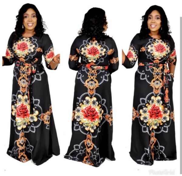 

2019 new arrival spring and autumn african women beauty plus size printing long dress l-xl, Red