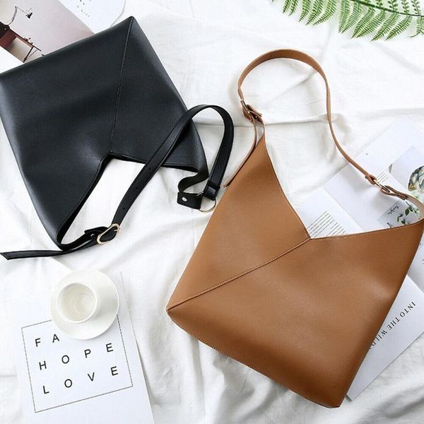 

women's large-capacity tote bag fashion solid color casual canta shoulder bag messenger