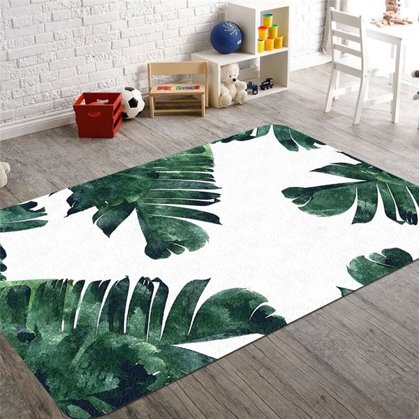 Tropical Palm Tree Leaf Area Rug Anti Slip Absorbent Coral Velvet Floor Rug Doormat Soft Baby Playing Carpets For Living Room Mohawk Carpet Prices