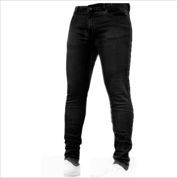 

новые мужские брюки карандаш мода мужчины повседневная slim fit прямые ноги стрейч тощий молния джинсы для мужчин горячие продать брюки, Blue