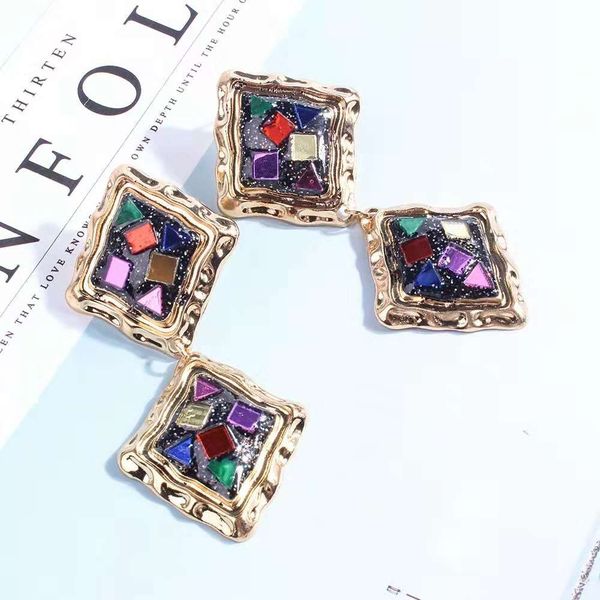 

fashion-dangler dangle earrings multi layer alloy acrylic chandelier earrings retro bohemia evening dress jewelry six colors hipping, Silver