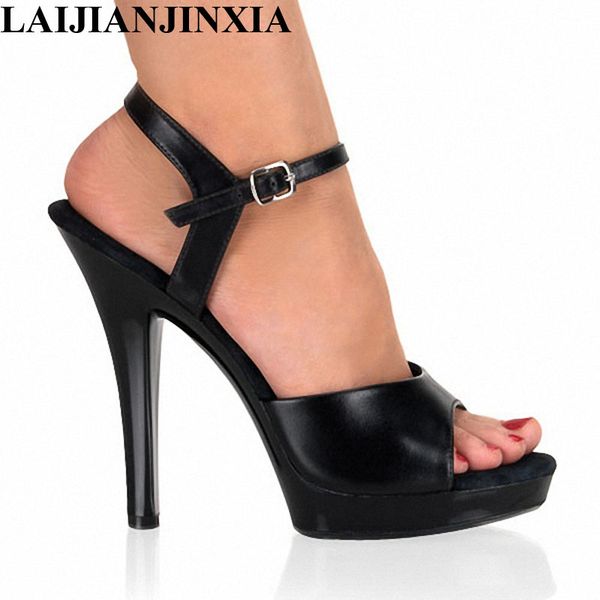 

laijianjinxia new lady's 5 inch high heels shoes 13 cm high heels fashion sandals women's night club pole dancing shoes, Black