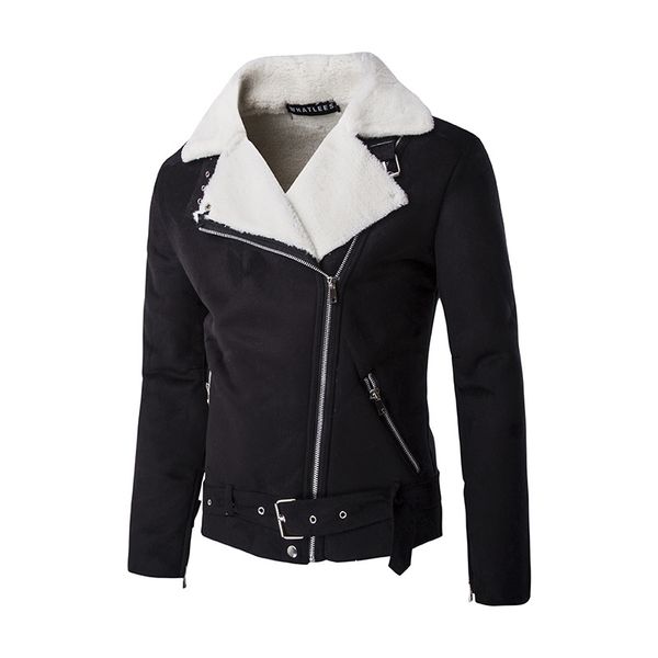 

new fashion men suede jacket coat lamb wool, Black;brown