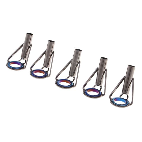 

5pcs sturdy stainless steel frame fishing rod tip guides blue ceramic rings