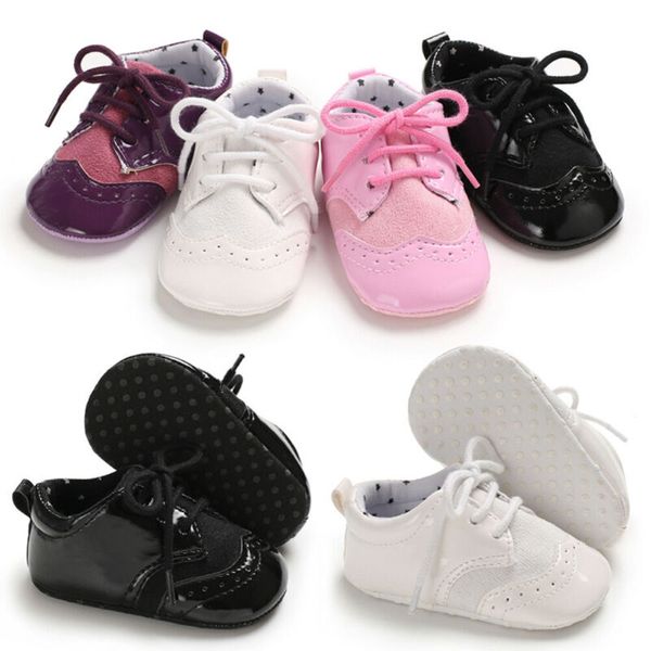 

toddler girl crib shoes newborn baby leather soft sole prewalker sneakers, Black