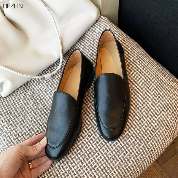 

women's flat shoes genuine leather ladies shoes flat four seasons bag, Black