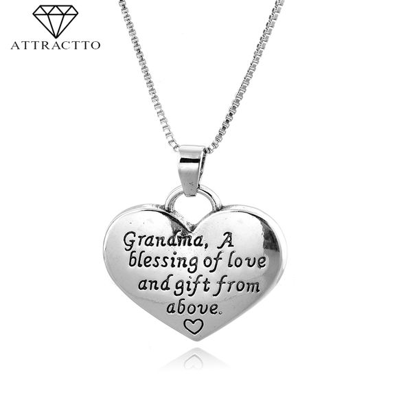 

attractto silver heart long necklaces&pendants gift for mother chain necklace charm crystal pendant necklace female sne190002