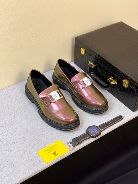 

fast delivery new style high-end luxury men's casual dress shoes leather shoes triple fashion men's brand platform men's shoe, Black