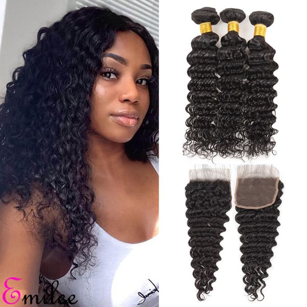 Emilee Deep Wave Hair Bundles Long Curly Hair Extensions 3 Bundles