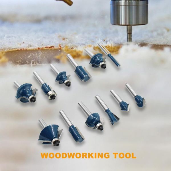 

12/15pcs 1/4 inch hard alloy shank woodworking milling cutters router bits trimming engraving wooden cutter tools
