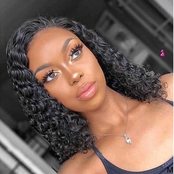 

bob wig deep wave lace front wig maxine deep curly 13x4 lace front human hair remy short curly bob frontal 150%, Black;brown