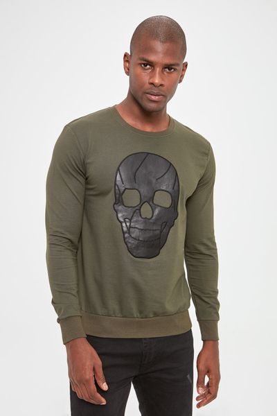 

trendyol male bike collar printed sweatshirts tmnaw20sw0691, Black