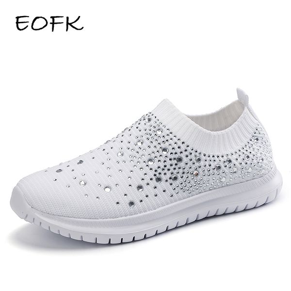 

eofk women sneakers summer 2020 bead deco women's flat shoes woman new solid comfortable casual slip on comfy fabric women flats, Black
