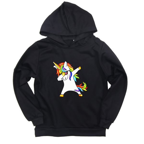 

2019 new unicorn print toddler baby sweatshirts casual cotton boy girl hoodies autumn winter children clothes moletom infantil, Black