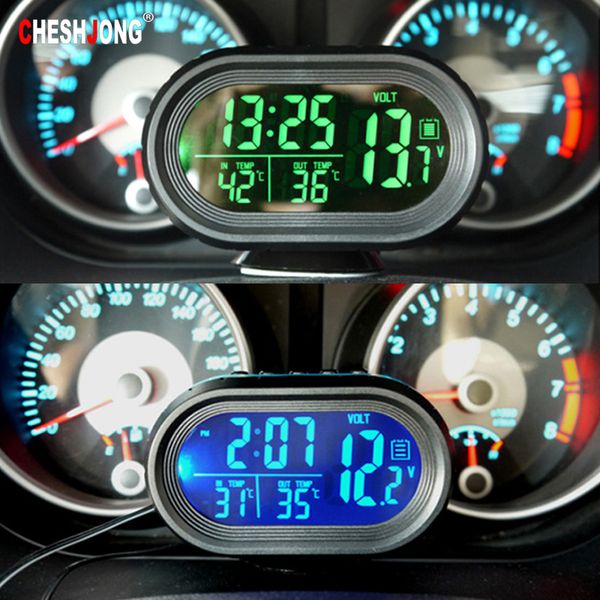 

car vehicle digital electronic clock with time temperature and voltage display thermometer noctilucent clocks