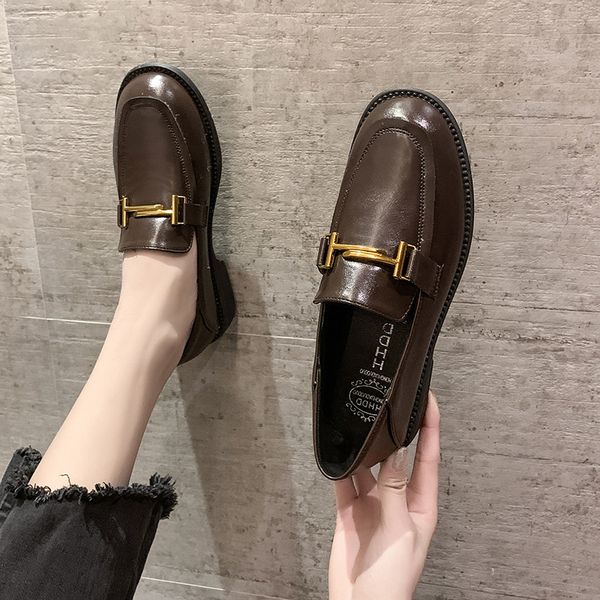 

womens derby shoes 2019 fashion women's british style round toe slip-on casual female sneakers soft black flats loafers with