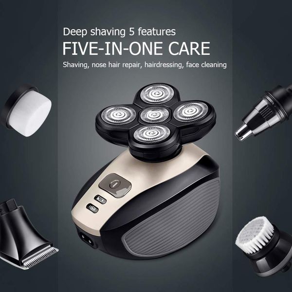 

men's 4d electric shaver 5 in 1 washable and adjustable beard trimmer, 3 blades rechargeable safety portable shaver razor